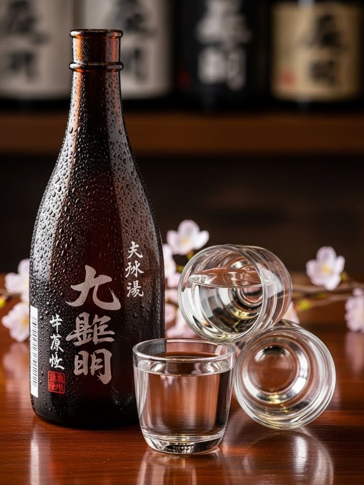 Sake bottle with cups